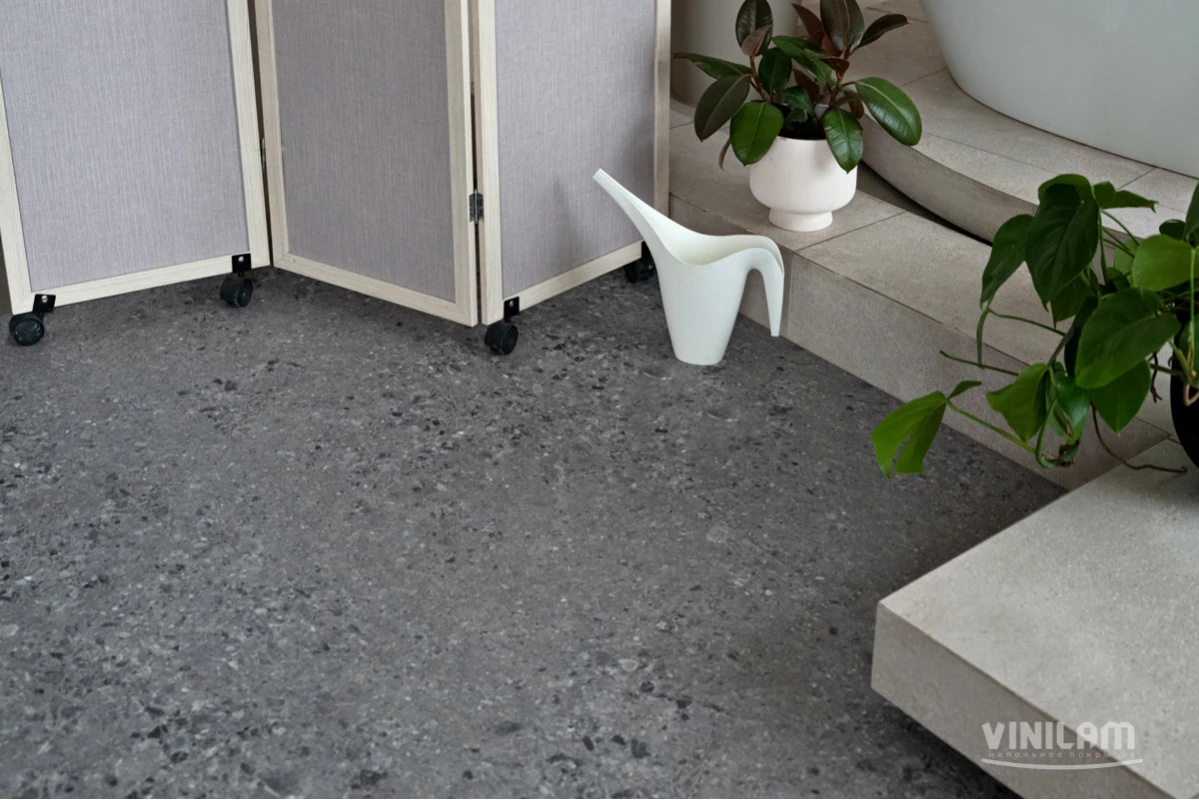 Плитка ПВХ клеевая VINILAM Терраццо Ceramo Stone Glue 950х480х2,5 (4,56м2), 4V микро-фаска