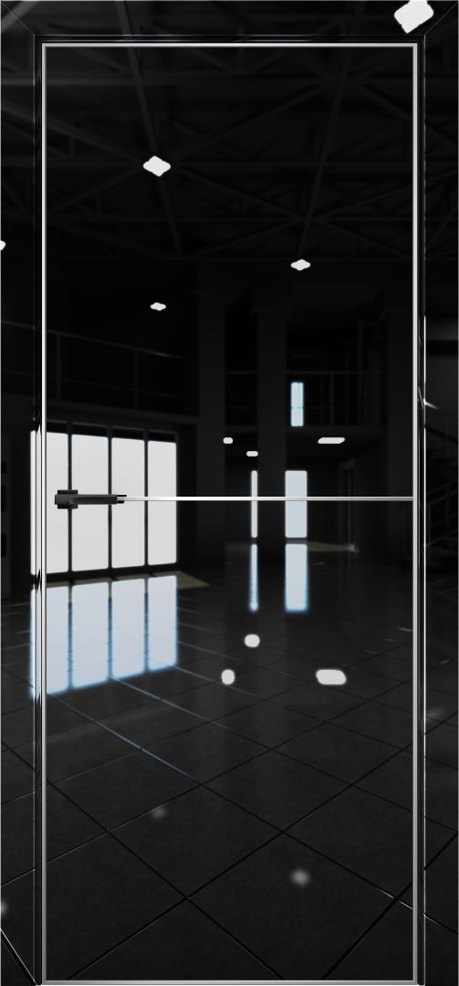 Дверь межкомнатная AURUMDOORS Platinum Pt2 (Crystal Black / кромка алюм: хром)