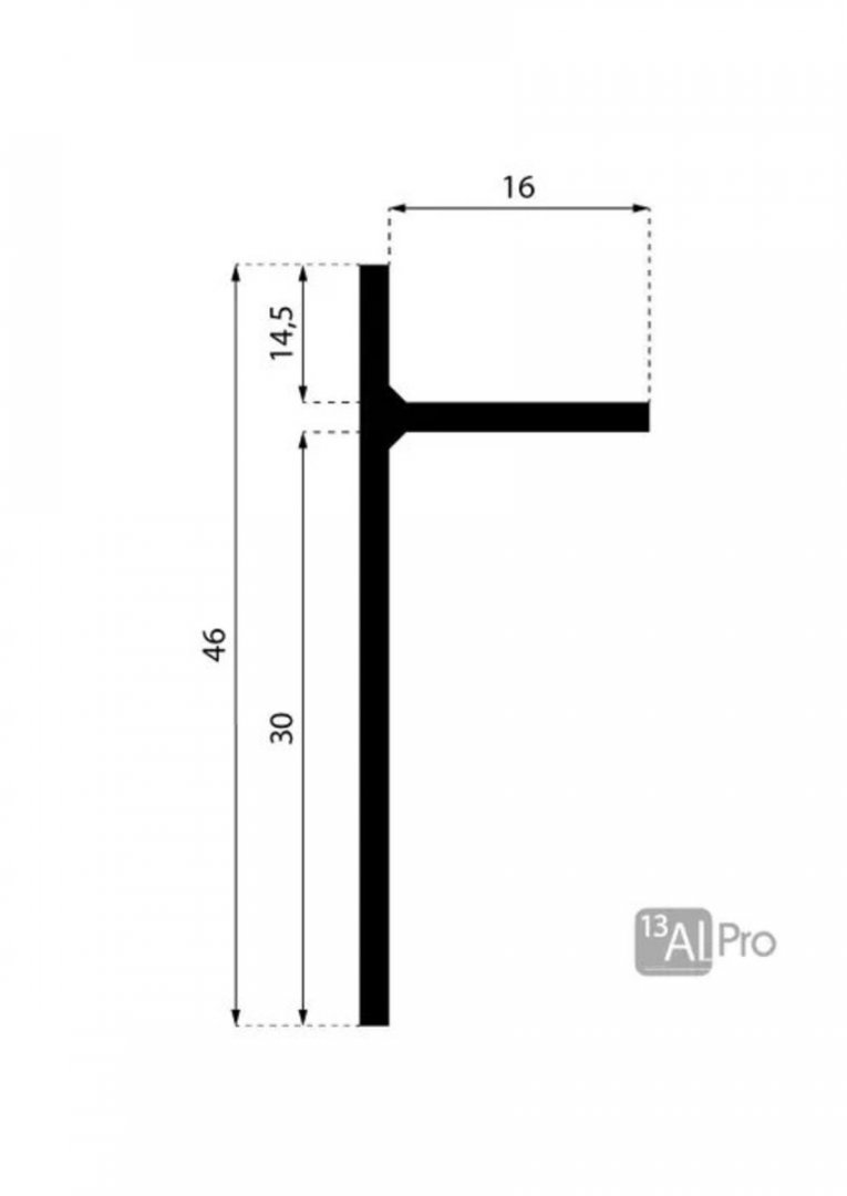 Плинтус алюминиевый AluminiumPro AL13-7208 теневой 2700х46х16