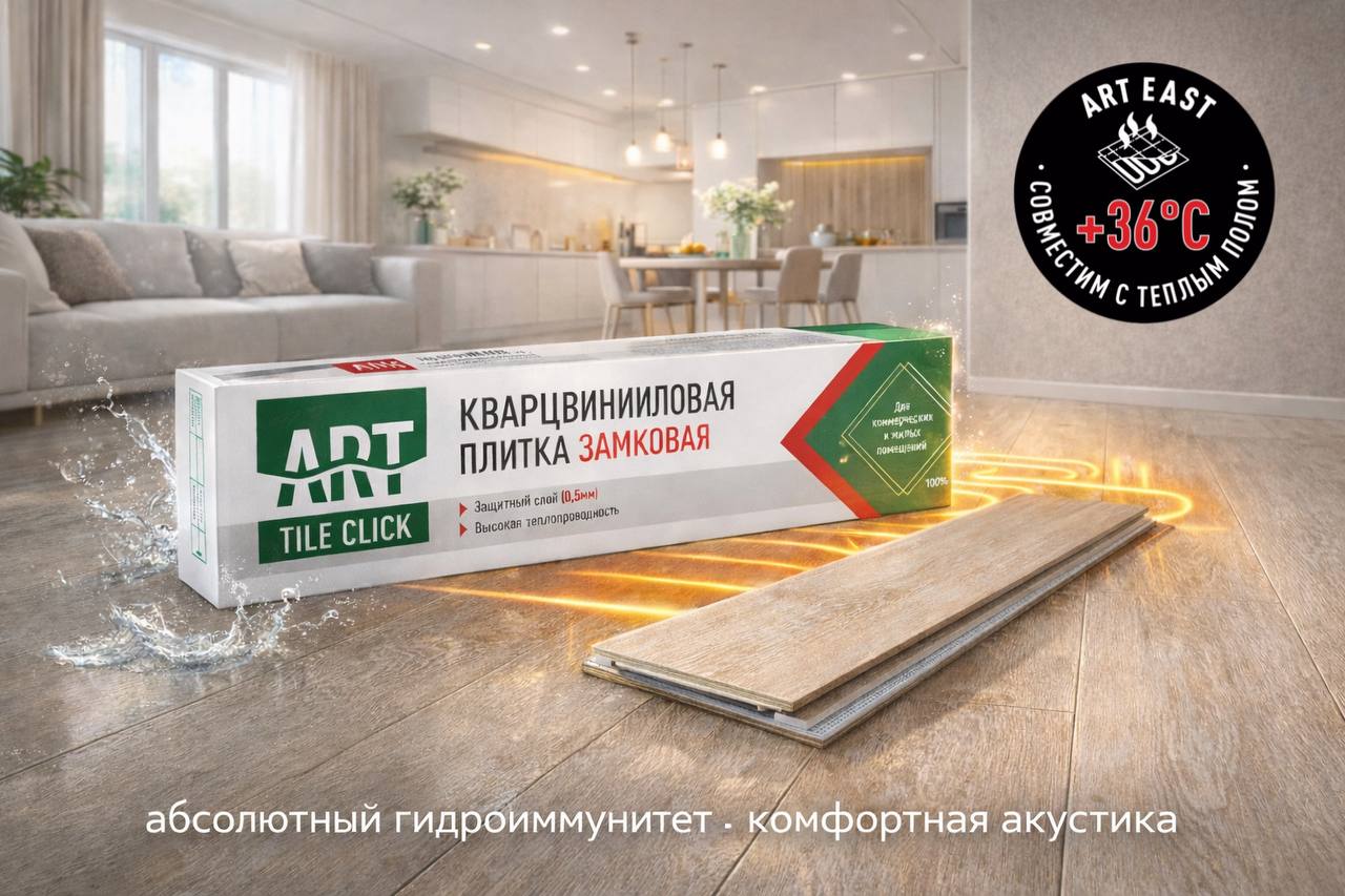 Плитка ПВХ-кварцвинил ART East Дуб Бристоль Tile Click 4мм 1220х180х4 (2,635м2), 4V фаска