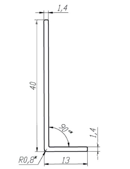 Плинтус алюминиевый HOLZDOORS Almini 40 г-образный 2950х40х13