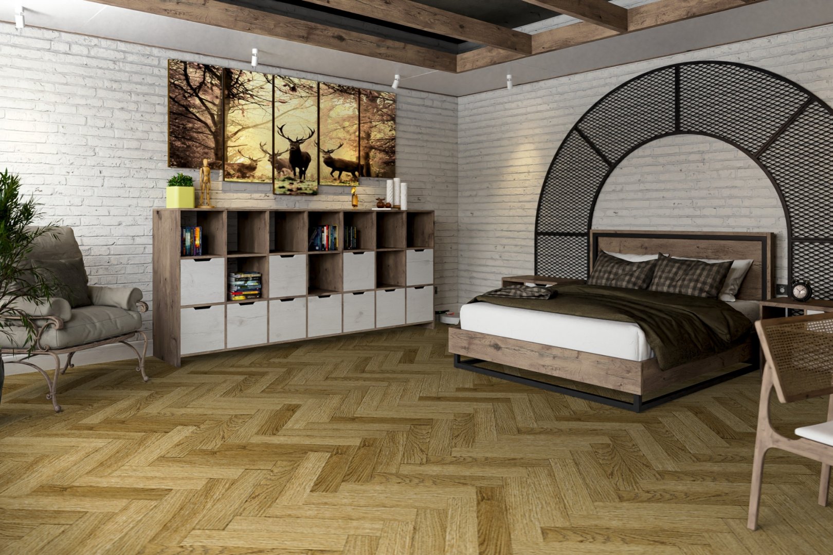 Плитка ПВХ-кварцвинил Damy Floor Шеффилд London 615х123х4 (1,059м2), 4V фаска