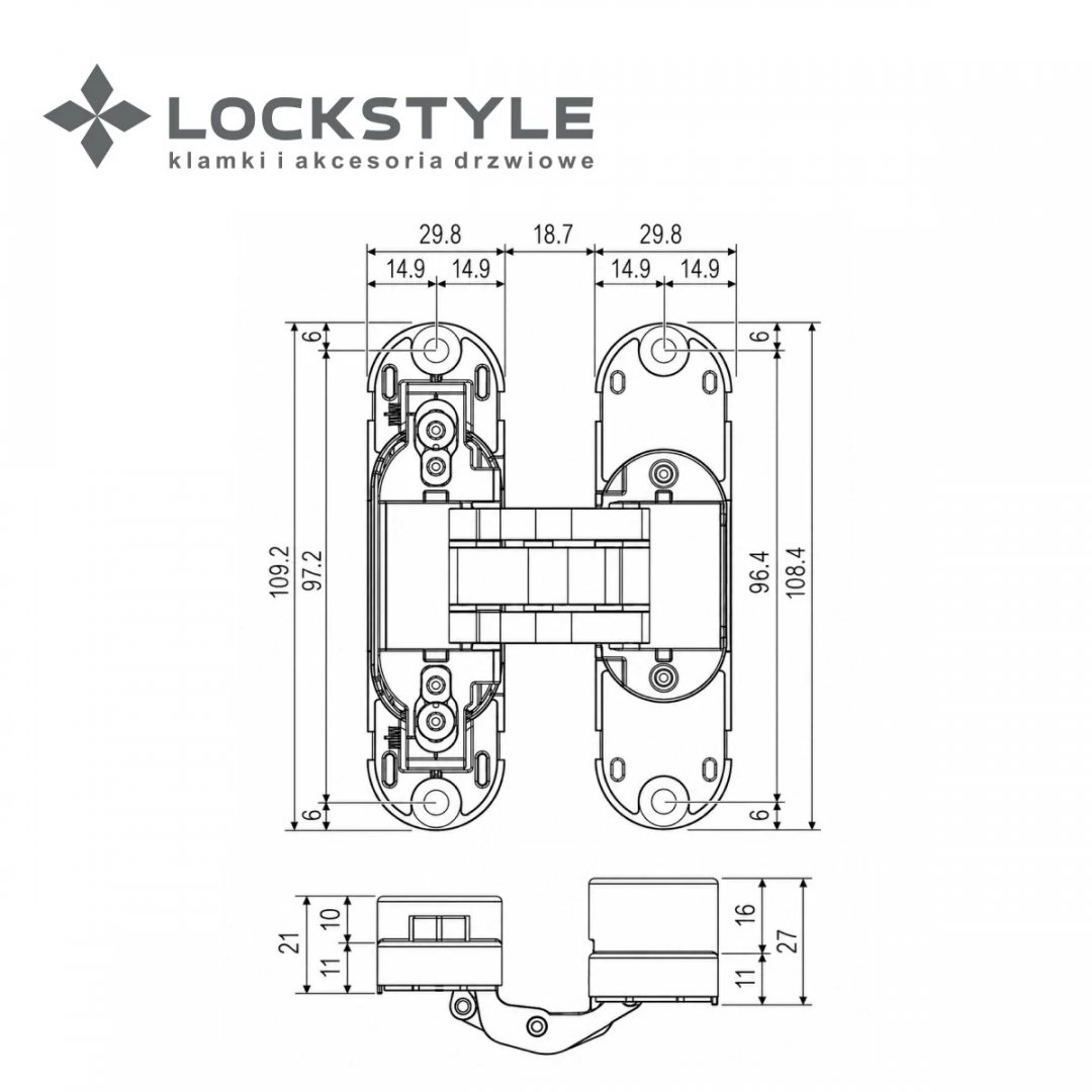 Петля дверная скрытая LOCKSTYLE Eclipse 2.2