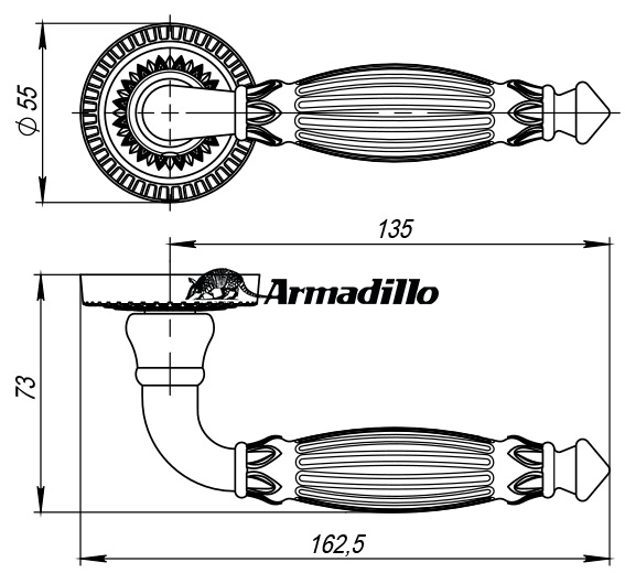 Ручка дверная Armadillo BELLA на круглой розетке
