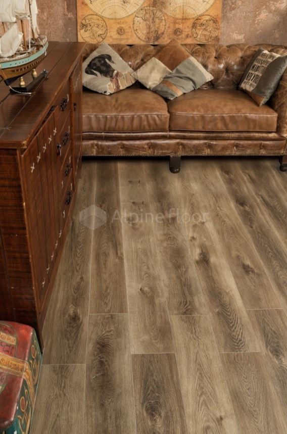 Плитка ПВХ замковая Alpine Floor Дуб коричневый ABA ECO 7-9 Premium XL 1524х180х8 (2,195м2), с подло