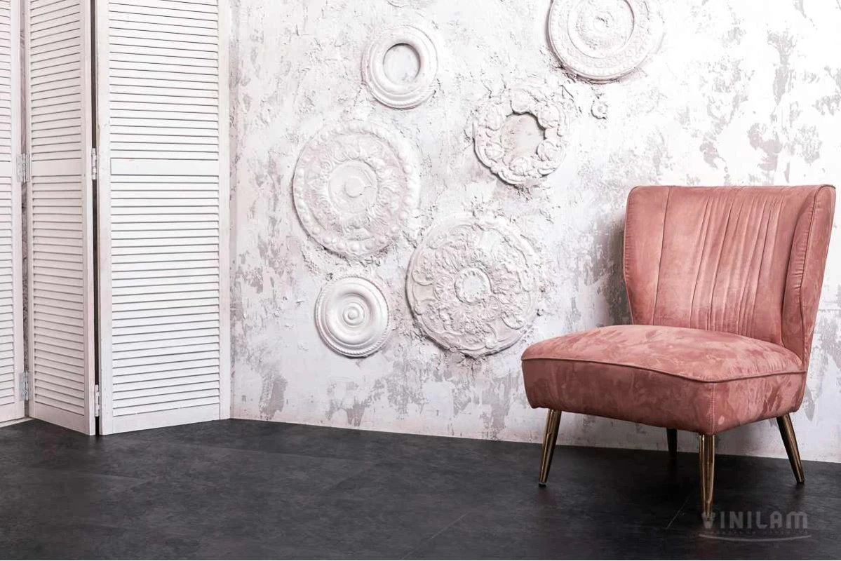 Ламинат SPC замковой VINILAM Сланцевый Черный Ceramo Stone 940х470х8 (2,65м2), с подложкой, 4V микро