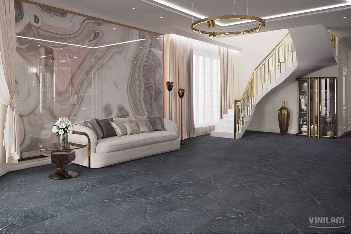 Плитка ПВХ клеевая VINILAM Ионический Мрамор Ceramo Stone Glue 950х475х2,5 (4,513м2), 4V микро-фаска