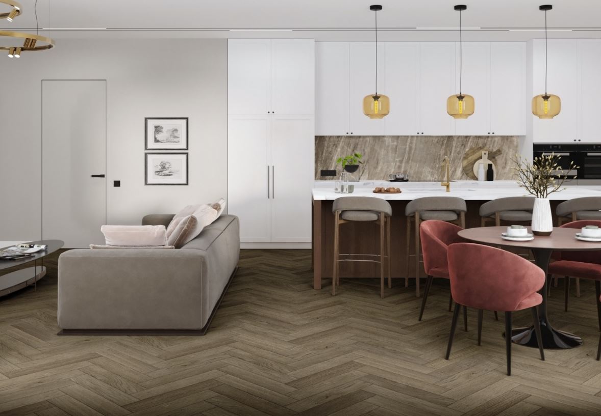 Плитка ПВХ клеевая Damy Floor Оксфорд London 590х118х2,5 (3,2м2), 4V фаска