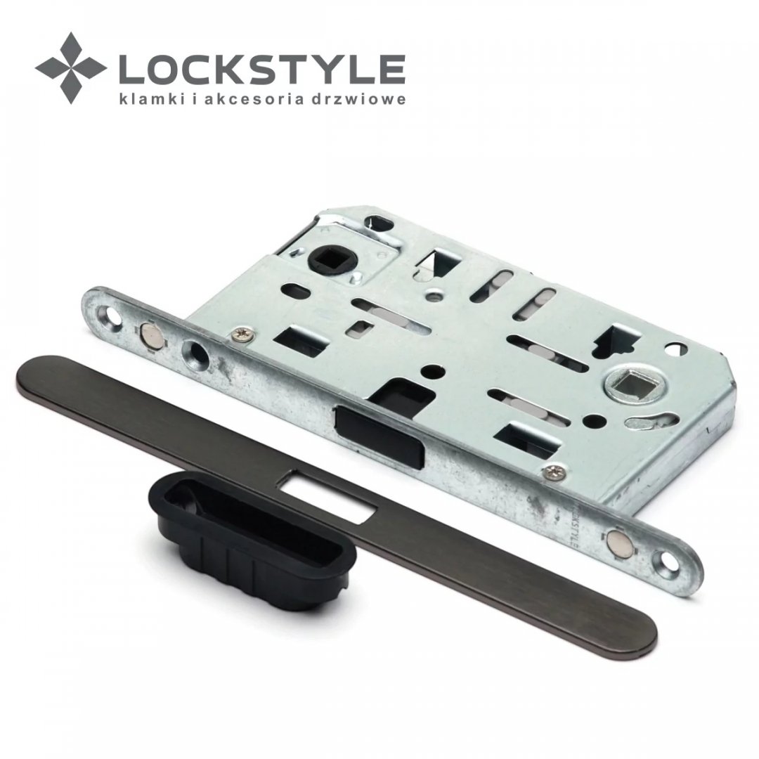 Замок под завертку с магнит-язычком LOCKSTYLE М412B с лицевой планкой (тип AGB) (с ответной планкой) (антрацит)