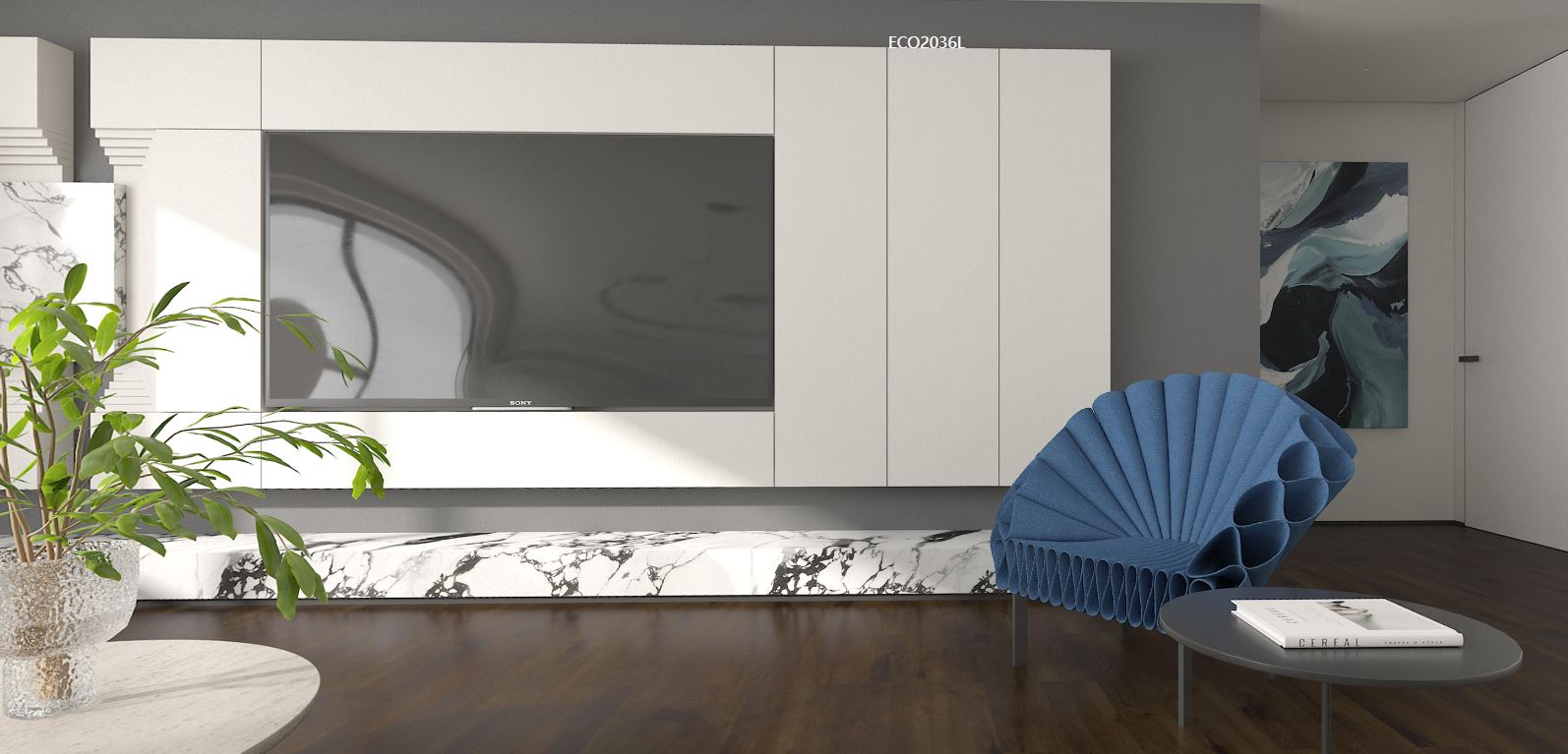 Плитка ПВХ-кварцвинил ONEFLOOR 2036-L LVT клеевая 914,4х152,4х2 (3,9м2), 4V микро-фаска