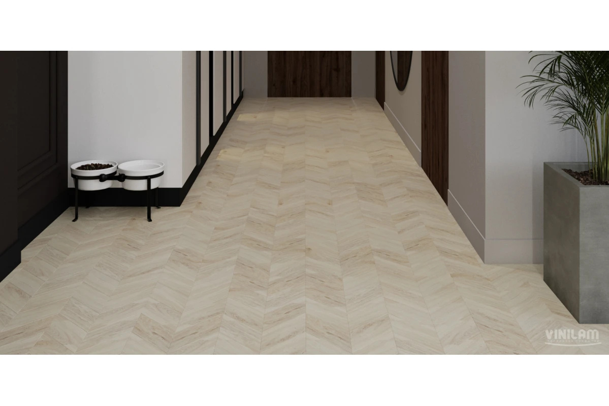 Плитка ПВХ клеевая VINILAM Шеврон Бриссак Chevron Glue 690х115х2,5 (2,86м2), 4V фаска