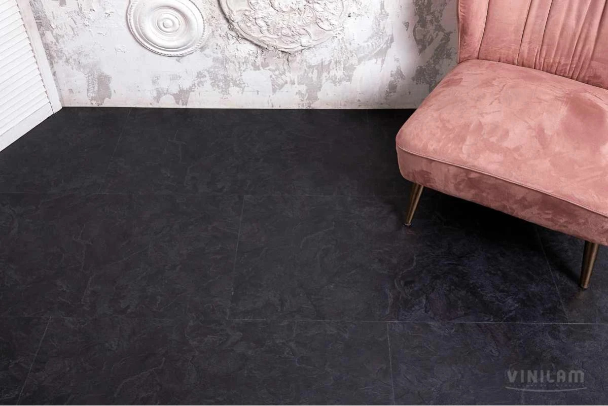 Ламинат SPC замковой VINILAM Сланцевый Черный Ceramo Stone 940х470х8 (2,65м2), с подложкой, 4V микро