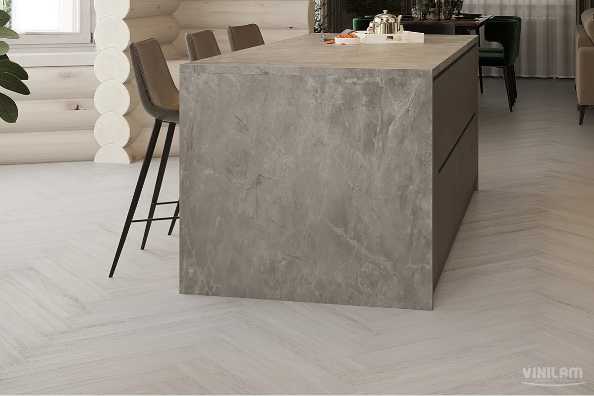 Плитка ПВХ клеевая VINILAM Паркет Санторини Herringbone Glue 762х152,4х2,5 (2,79м2), 4V фаска