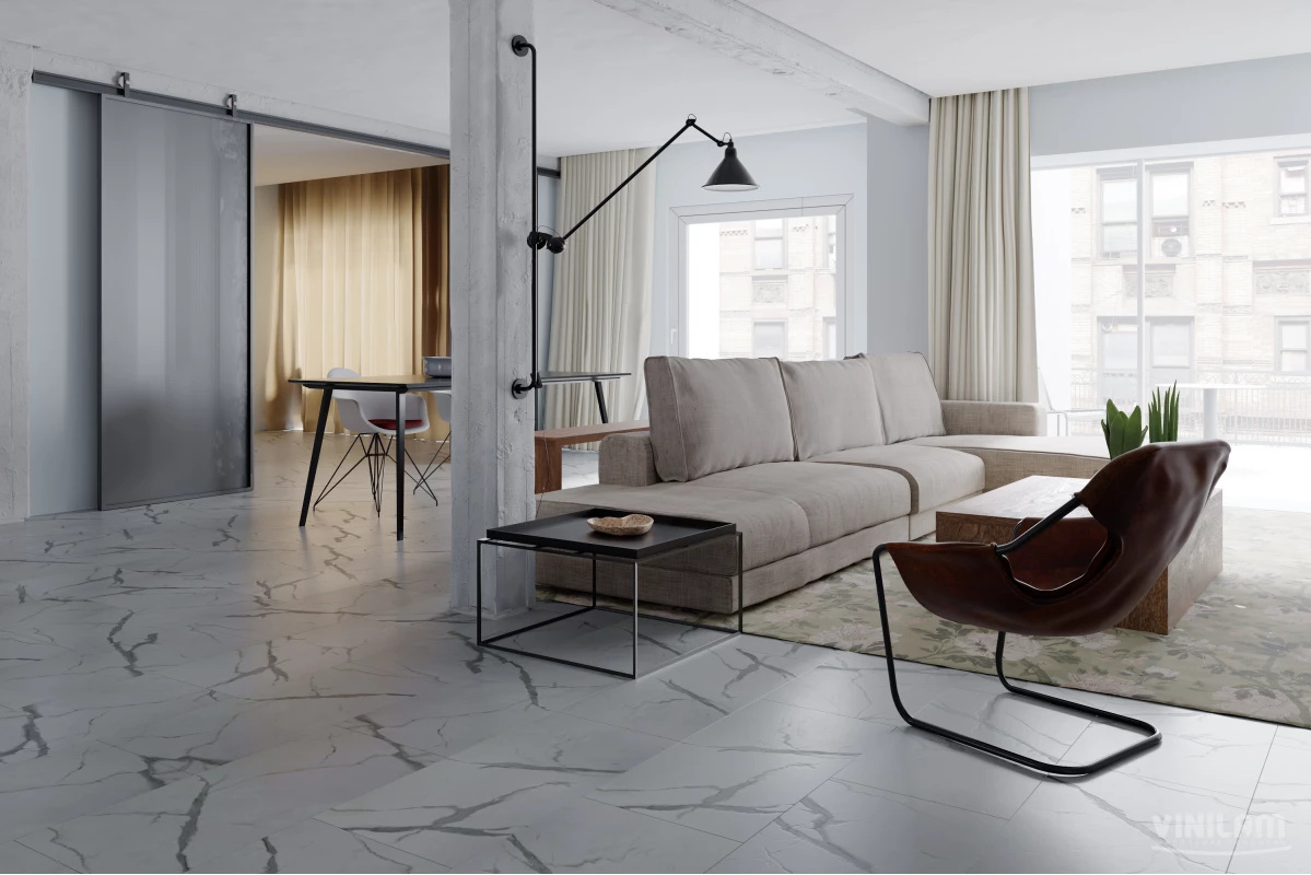 Ламинат SPC замковой VINILAM Греческий Мрамор Ceramo Stone 940х470х6 (2,209м2), с подложкой, 4V микр