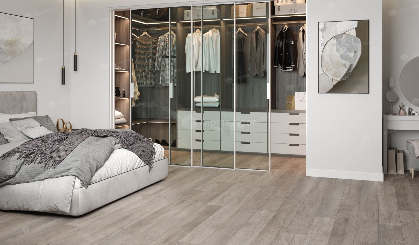 Плитка ПВХ замковая Alpine Floor Дуб состаренный ABA ECO 7-15 Premium XL 1524х180х8 (2,195м2), с под