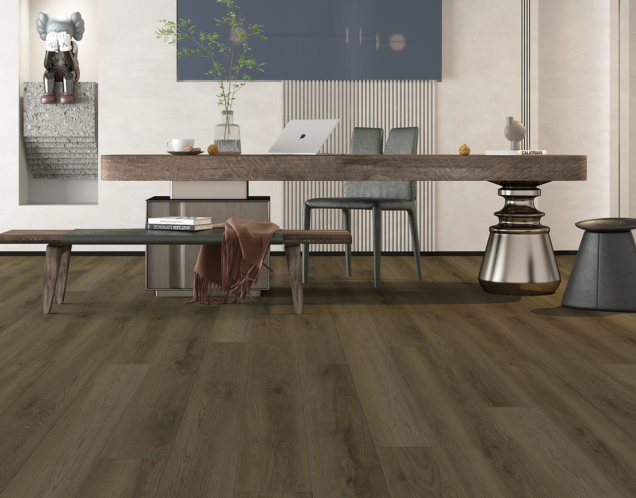 Плитка ПВХ-кварцвинил STRONG STEP Пекан Expert 1219х178х2,5 (3,906м2), 4V фаска