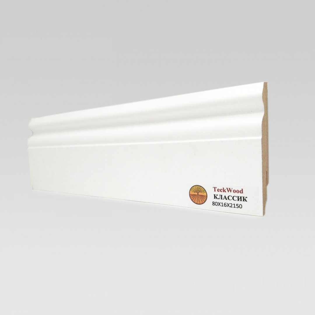 Плинтус ламинированный Teckwood Белый Титан Классик 2150х80х16