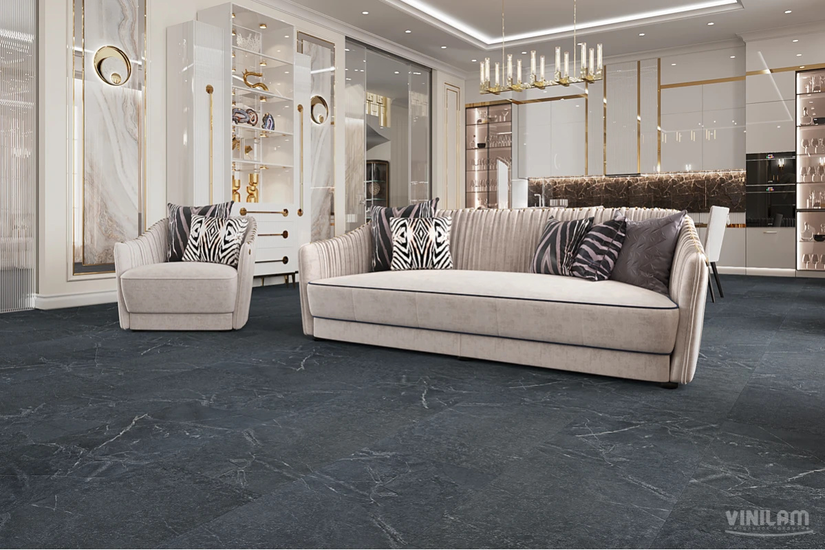 Плитка ПВХ клеевая VINILAM Ионический Мрамор Ceramo Stone Glue 950х475х2,5 (4,513м2), 4V микро-фаска