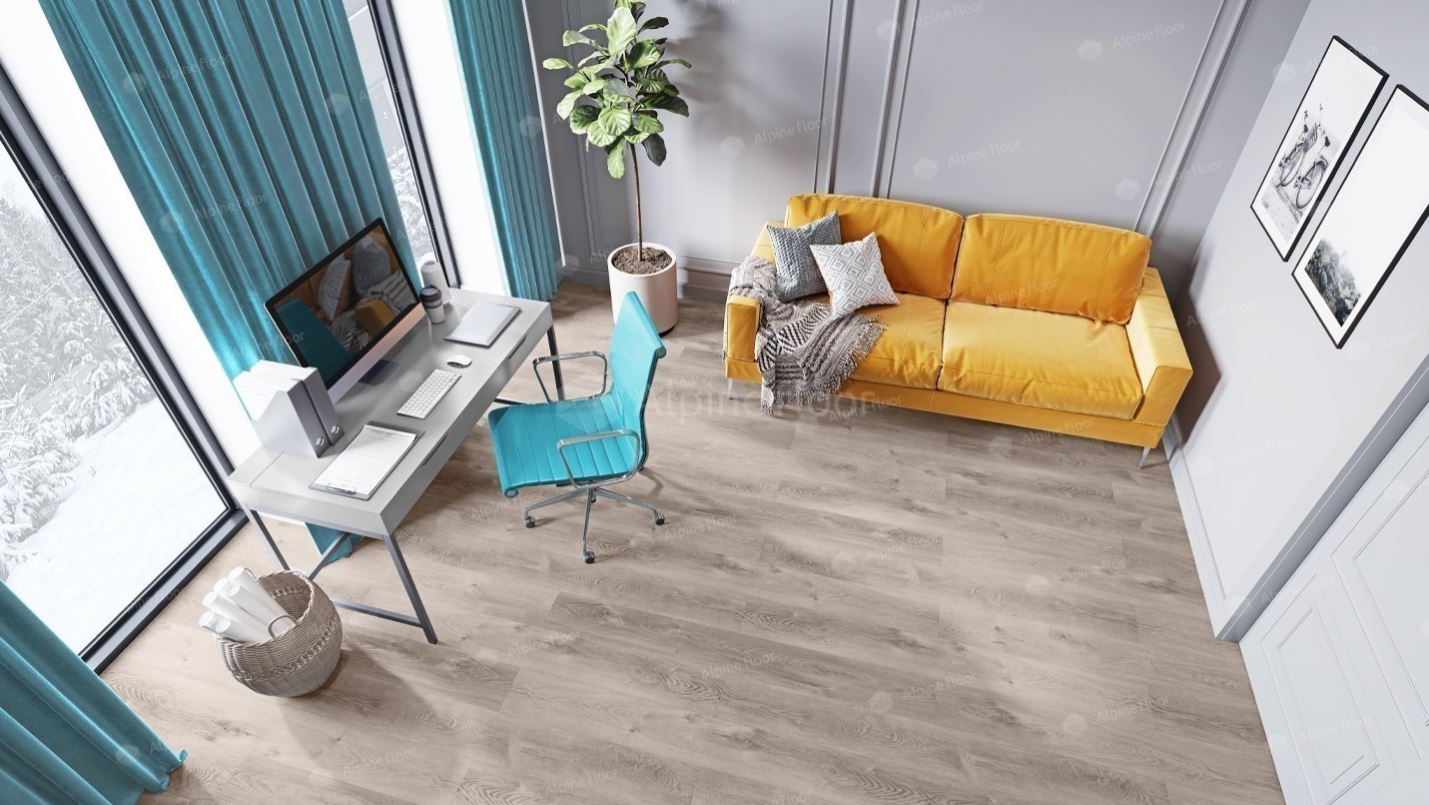 Плитка ПВХ замковая Alpine Floor Дуб гранит ABA ECO 7-8 Premium XL 1524х180х8 (2,195м2), с подложкой