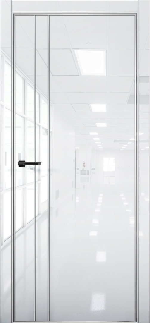Дверь межкомнатная AURUMDOORS Platinum Pt4 (Crystal White / кромка алюм: хром)