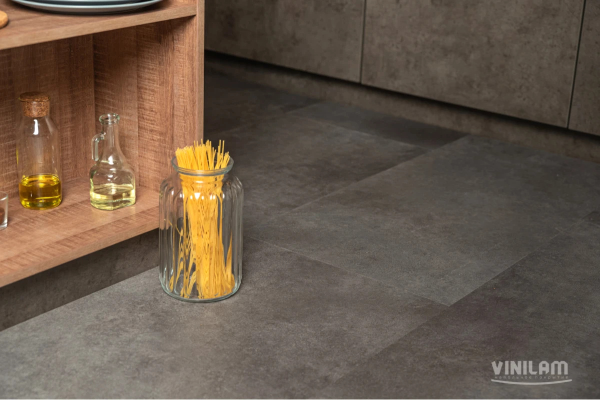 Ламинат SPC замковой VINILAM Цемент Стальной Ceramo Stone 940х470х8 (2,65м2), с подложкой, 4V микро-