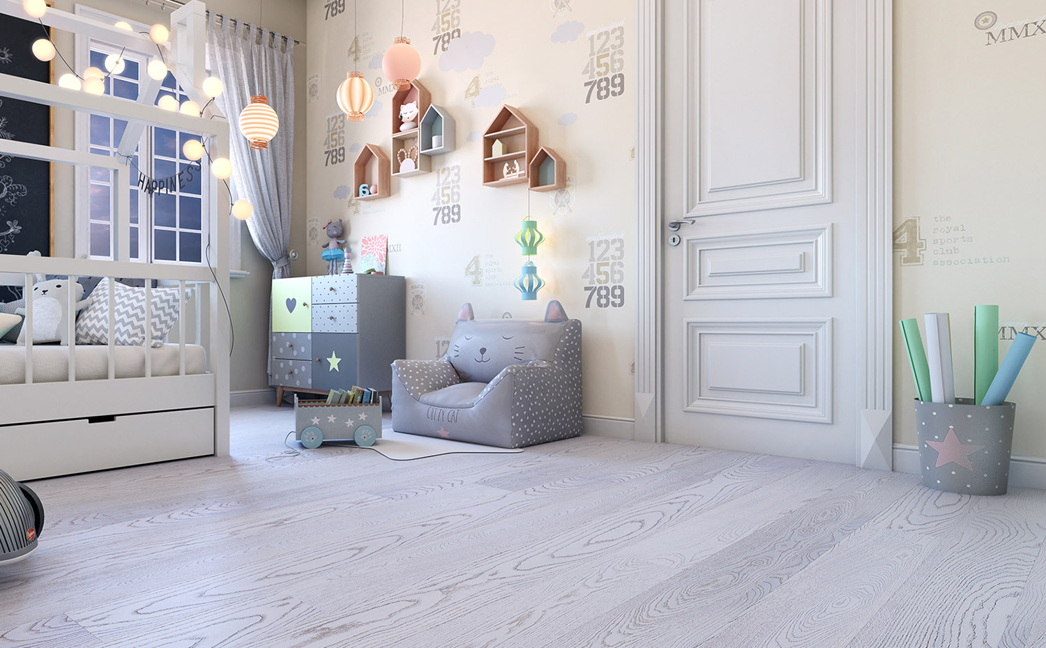 Паркетная доска Polarwood Дуб Elara White Matt Space 1800х138х14 (2м2) лак