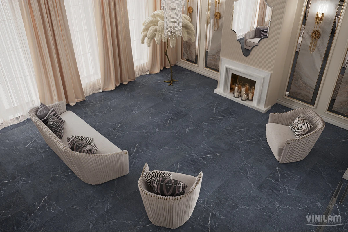 Плитка ПВХ клеевая VINILAM Ионический Мрамор Ceramo Stone Glue 950х475х2,5 (4,513м2), 4V микро-фаска