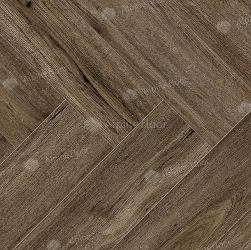 Ламинат Alpine Floor Дуб Бордо LF102-10 Herringbone 8 606х101х8 (2,203м2), защелка (Click), 4V фаска