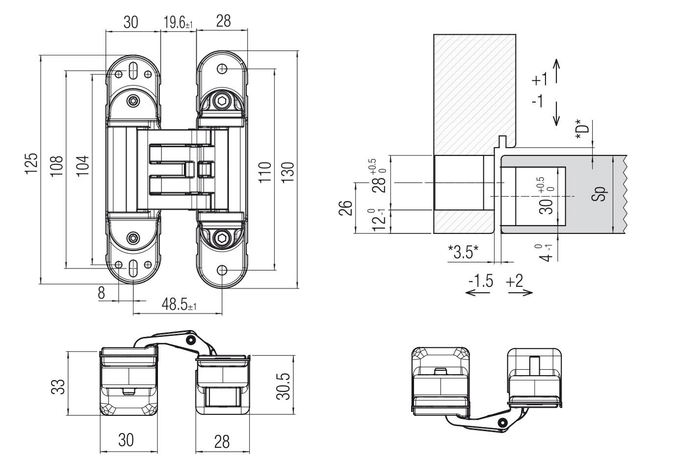 Петля дверная скрытая Krona-Koblenz K6360/38