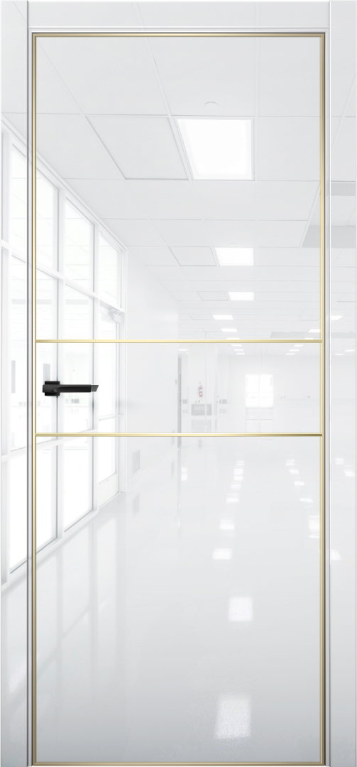 Дверь межкомнатная AURUMDOORS Platinum Pt3 (Crystal White / кромка алюм: золото)