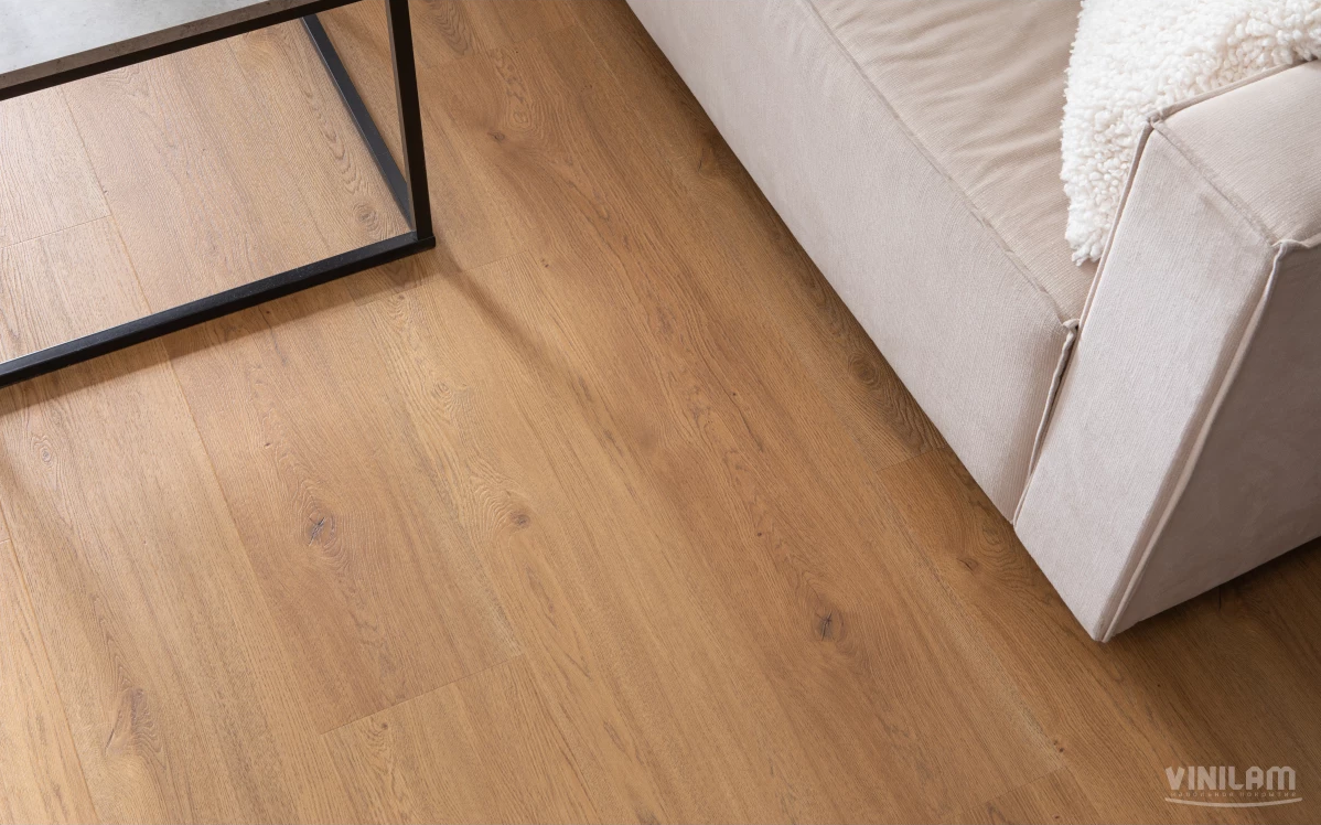 Плитка ПВХ замковая VINILAM Дуб Севилья Cork Premium 1220х225х8 (2,196м2), с подложкой, 4V микро-фас