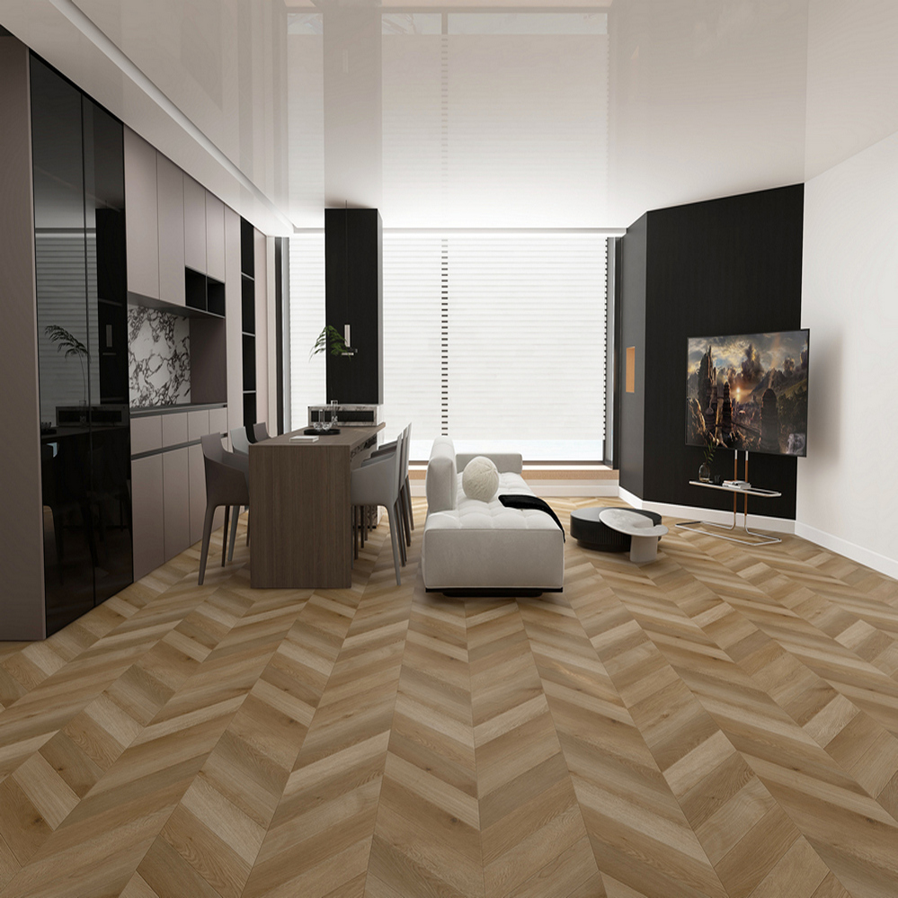 Плитка ПВХ-кварцвинил STRONG STEP Прованс CHEVRON Франц. елочка 610х125х5 (1,22м2), 4V фаска
