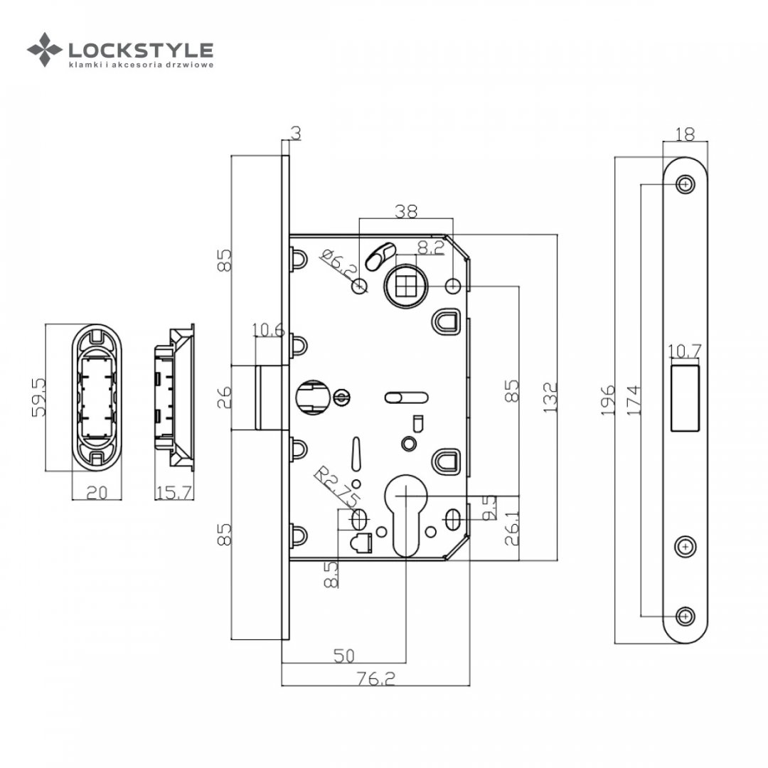 Замок под ключевой цилиндр с магнит-язычком LOCKSTYLE М411C (тип AGB) (с ответной планкой)