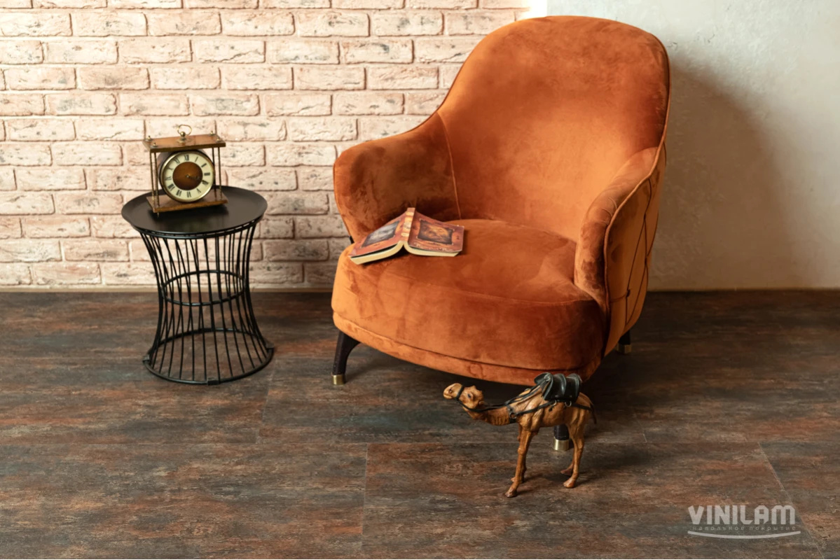 Плитка ПВХ клеевая VINILAM Керамическая Сталь Ceramo Stone Glue 950х475х2,5 (4,56м2), 4V микро-фаска