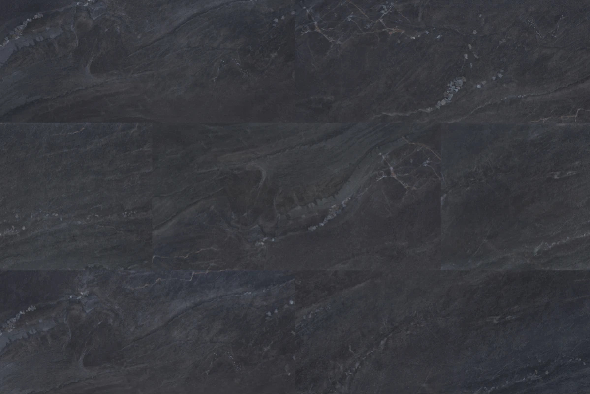 Плитка ПВХ клеевая VINILAM Неаполитанский Черный Ceramo Stone Glue 950х475х2,5 (4,513м2), 4V микро-ф