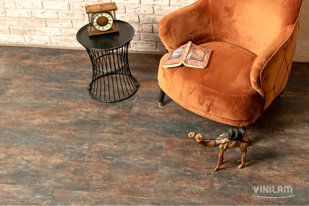 Плитка ПВХ клеевая VINILAM Керамическая Сталь Ceramo Stone Glue 950х475х2,5 (4,56м2), 4V микро-фаска